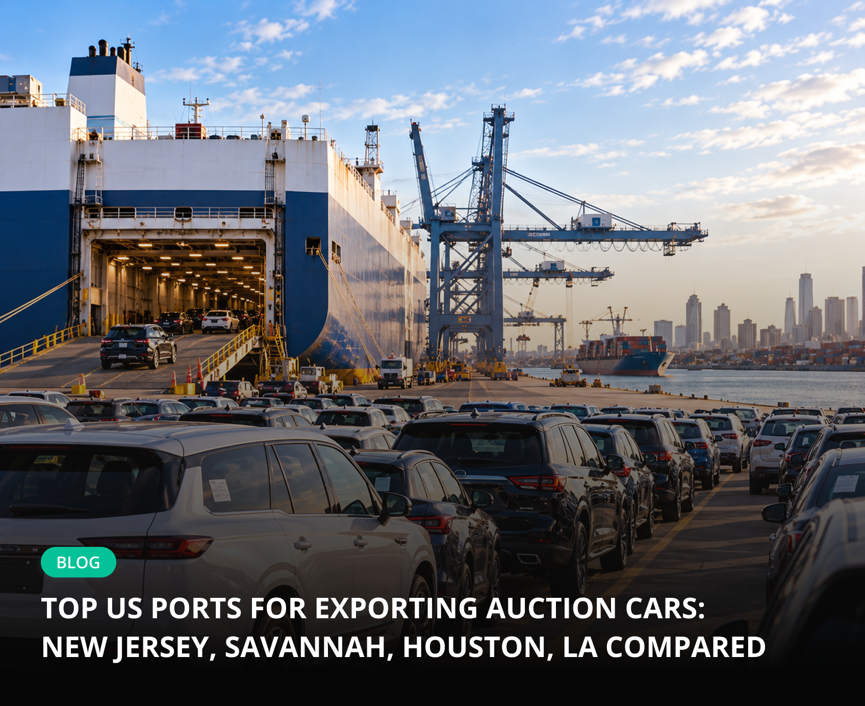 Najlepsze porty USA do eksportu aut z aukcji: New Jersey, Savannah, Houston i Los Angeles w porównaniu